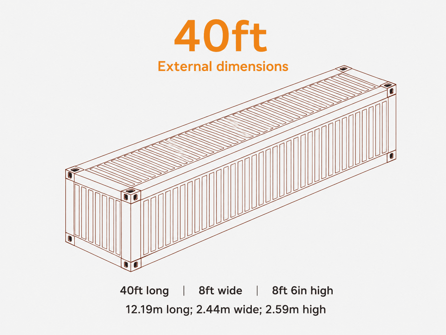 40ft storage container external dimensions